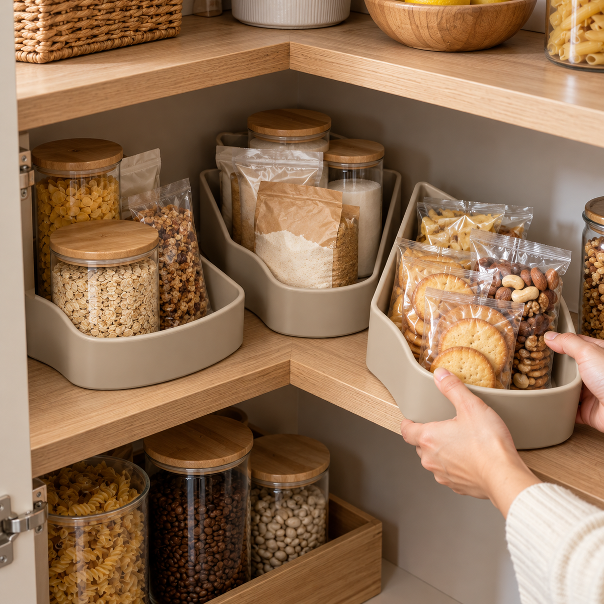 Three-Wedge Corner Pantry Tray Set
