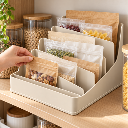 Fan-Divider Pantry Packet Organizer