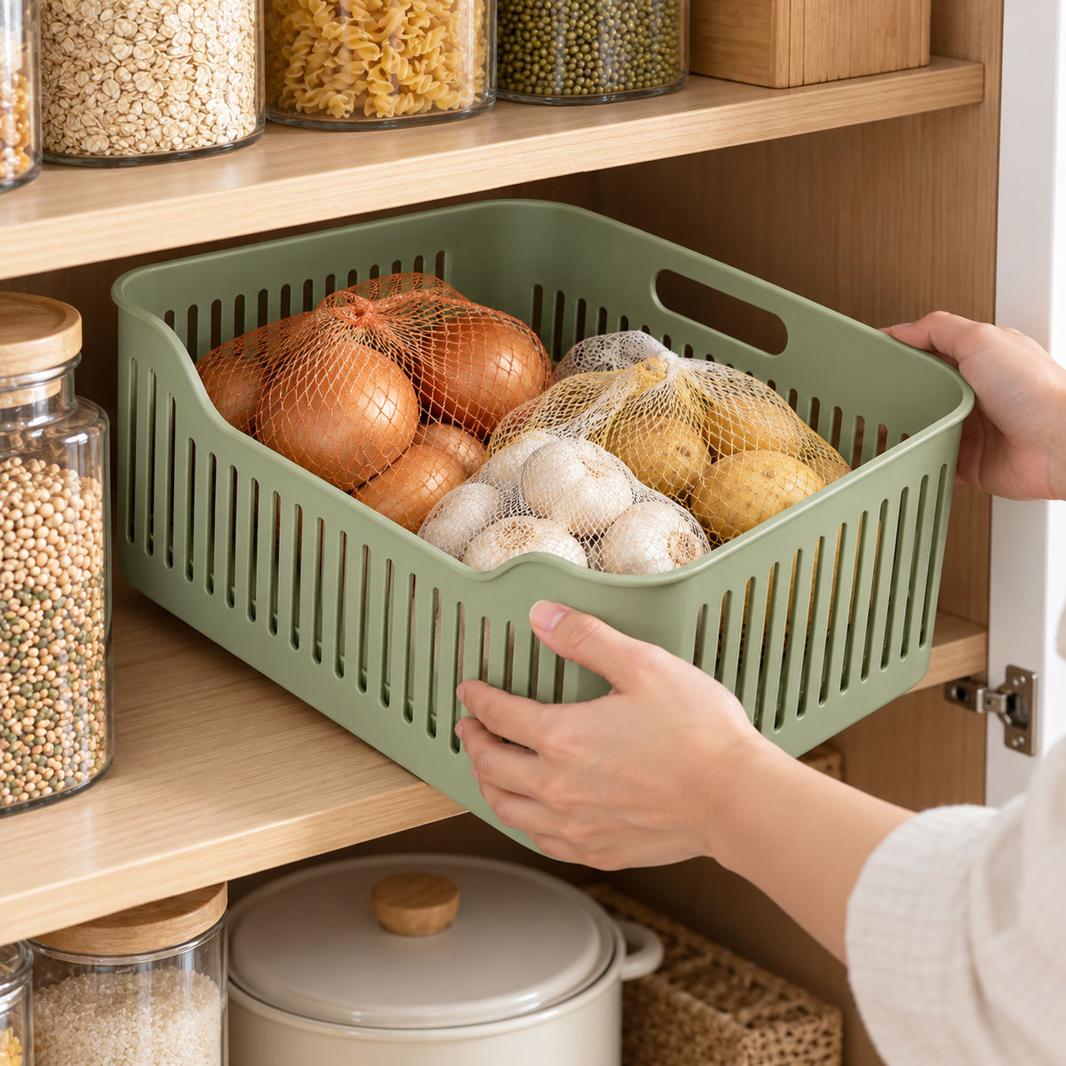 Ventilated Produce-Package Pantry Basket