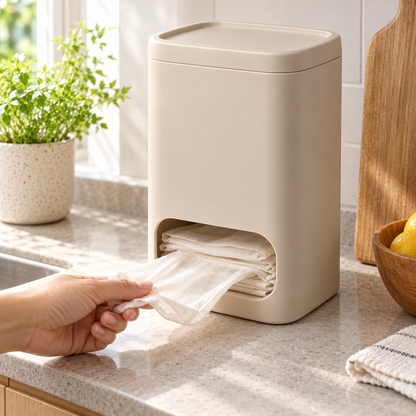 Folded Grocery-Bag Storage Dispenser