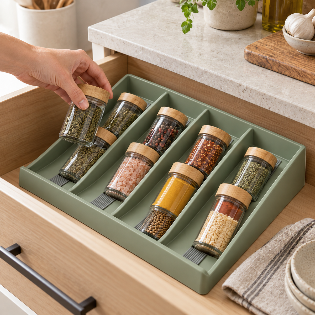 Inclined Spice-Jar Shelf Insert