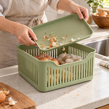 Ventilated Produce-Package Pantry Basket