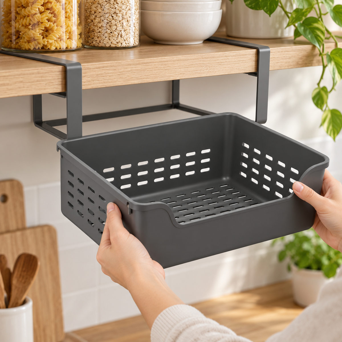 Under-Shelf Kitchen Accessory Basket