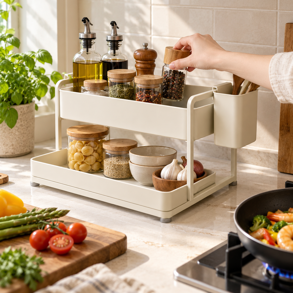 Split-Level Cooking Essentials Station