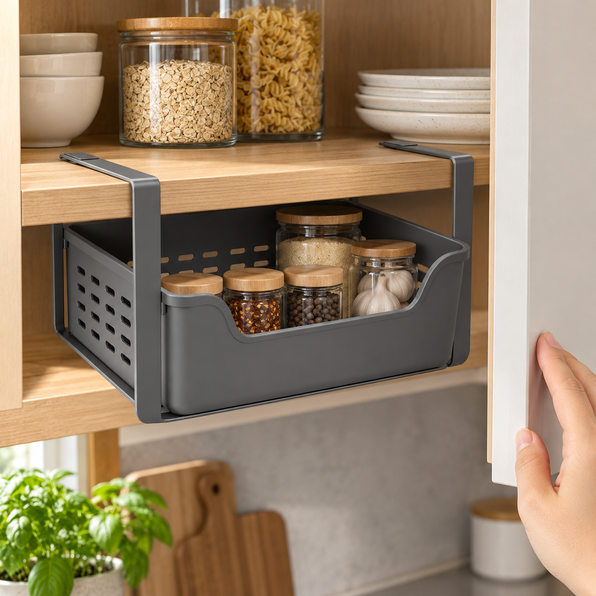 Under-Shelf Kitchen Accessory Basket