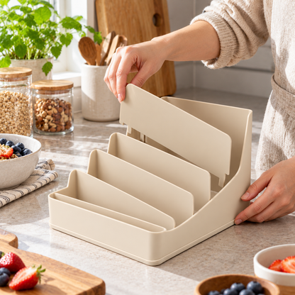 Fan-Divider Pantry Packet Organizer