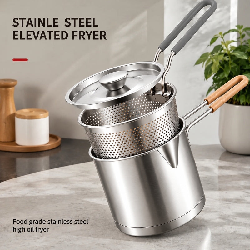 Fryer pot with lid and basket