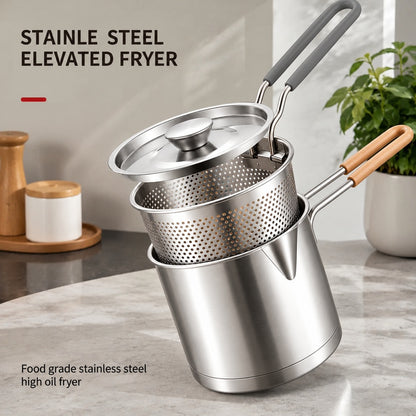 Fryer pot with lid and basket