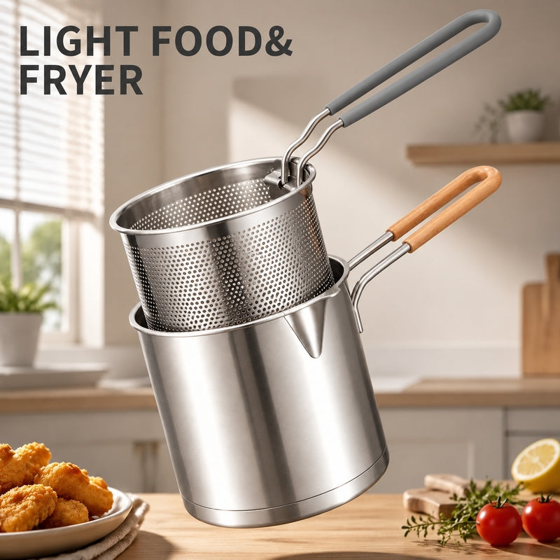 Stainless steel fryer pot and deep basket