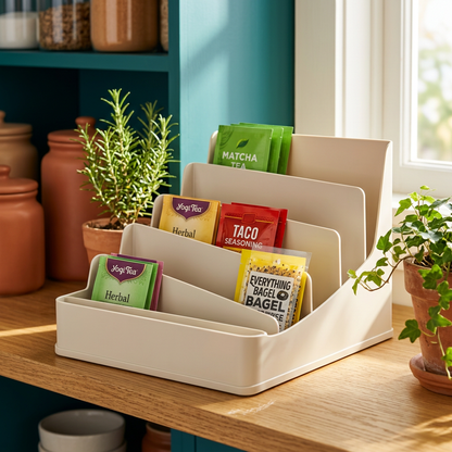 Fan-Divider Pantry Packet Organizer