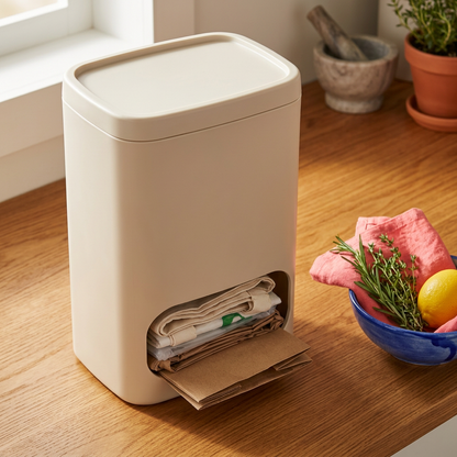 Folded Grocery-Bag Storage Dispenser
